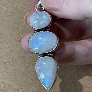3 Tiered Flashy Moonstone Pendant Necklace